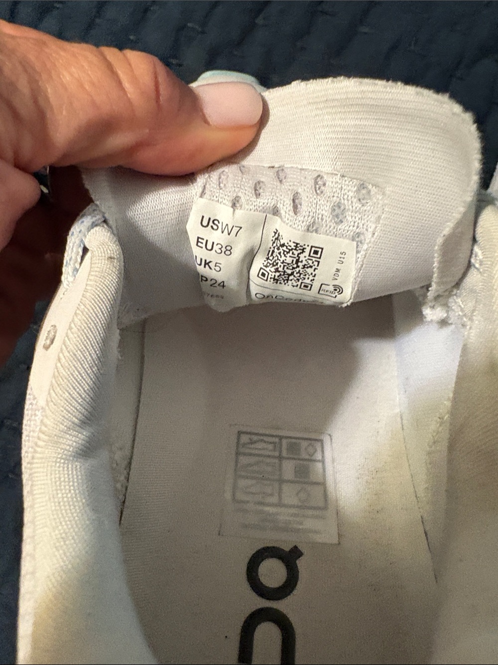 On Running White Sneakers with Pale Blue Accents - Picture 5 of 5